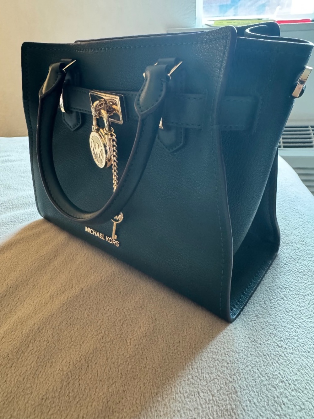 Michael Kors Selma Satchel handbag in racing (hunter) green color
